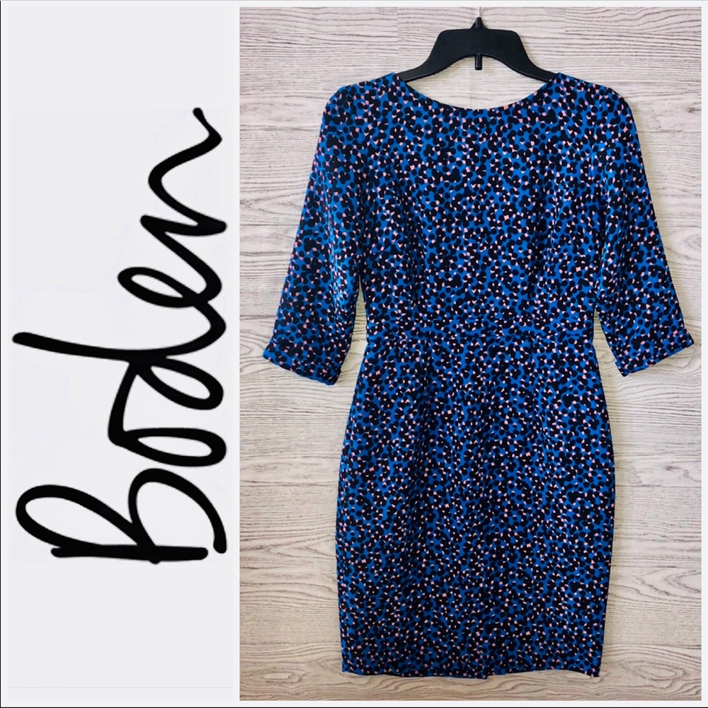 Boden | Structured Blue Floral Dots Dress (4)